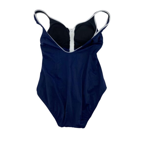 Miradonna Women's Navy and White One Piece Bathing Suit / Size 10 **NEW - Picture 2 of 2